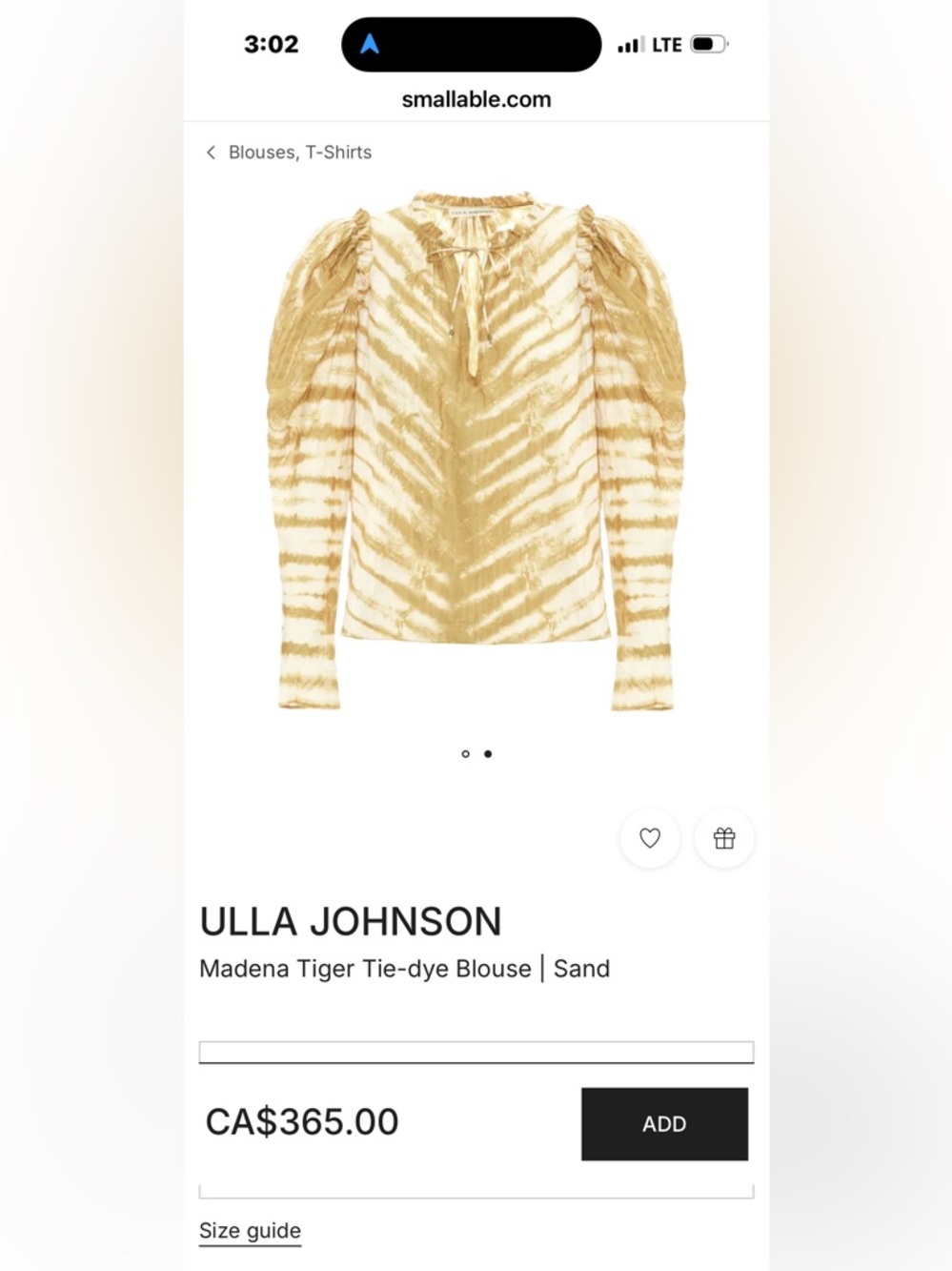 Ulla Johnson Sand Tie-Dye Tiger-Print Blouse